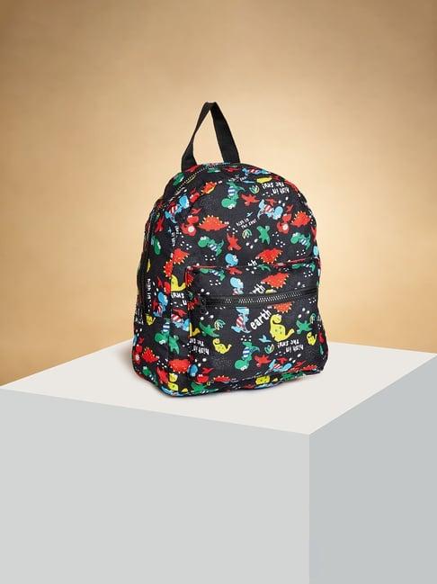 pantaloons junior black printed medium backpack