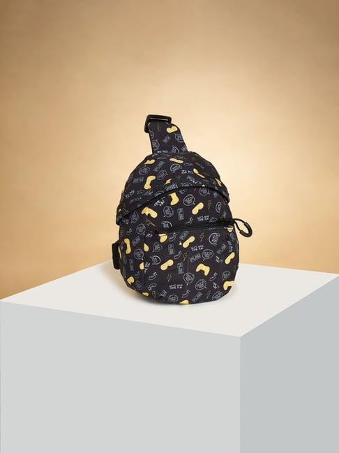 pantaloons junior black printed medium backpack