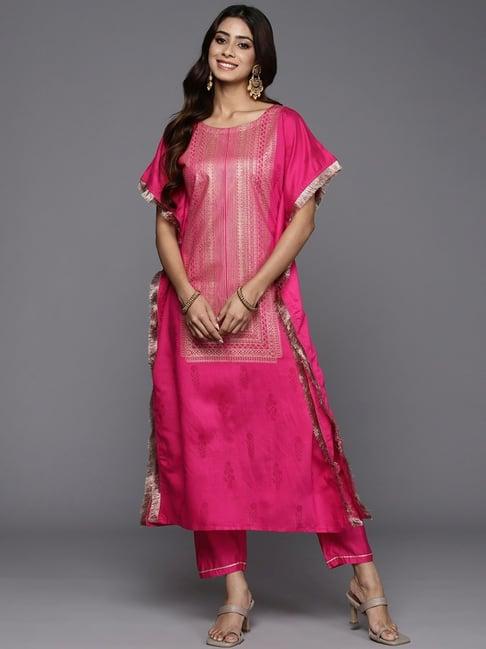 indo era pink printed kurta pant set