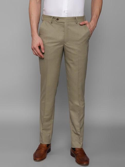 louis philippe beige slim fit printed trousers