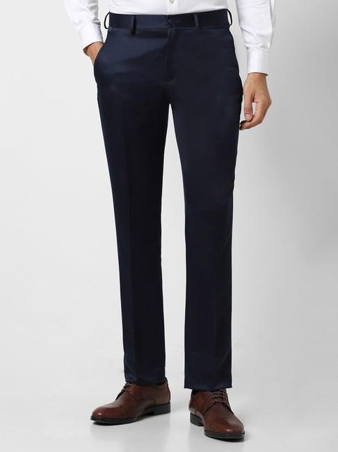 v dot navy skinny fit trousers