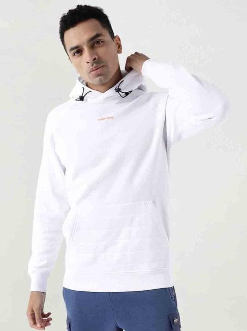 wildcraft white regular fit printed hooded sweatshirt