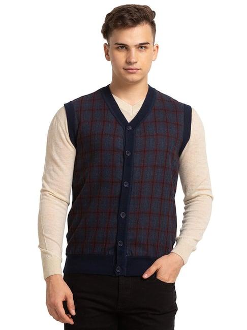 colorplus navy classic fit check cardigan