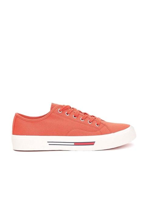 tommy hilfiger men's orange casual sneakers