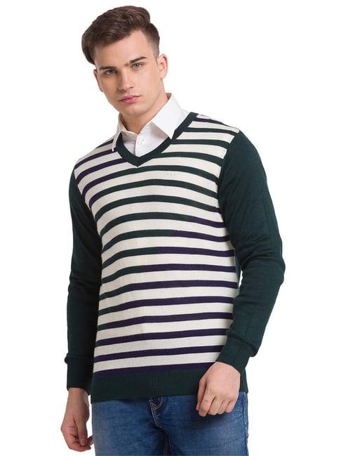 colorplus green tailored fit striped sweater