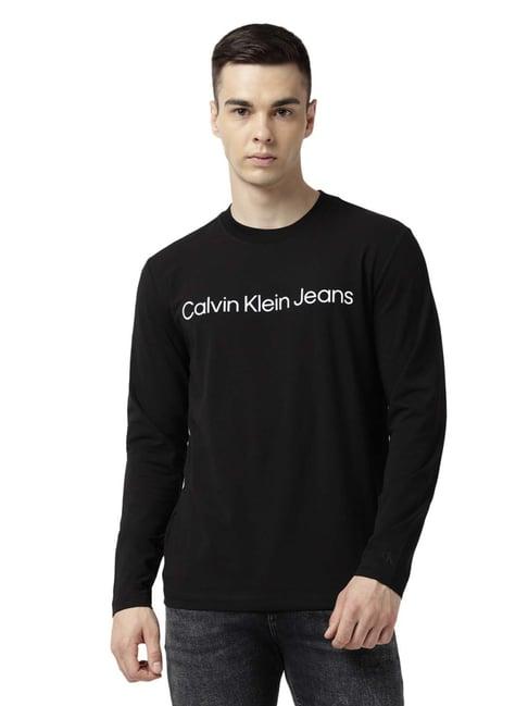 calvin klein jeans black printed regular fit t-shirt