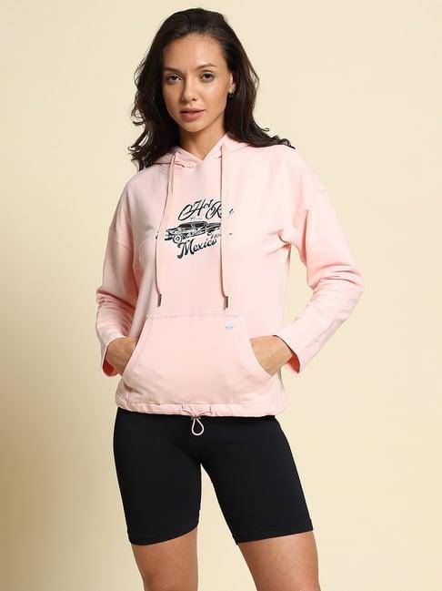 van heusen peach printed sports hoodie