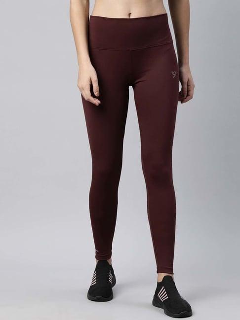 twin birds maroon mid rise sports tights