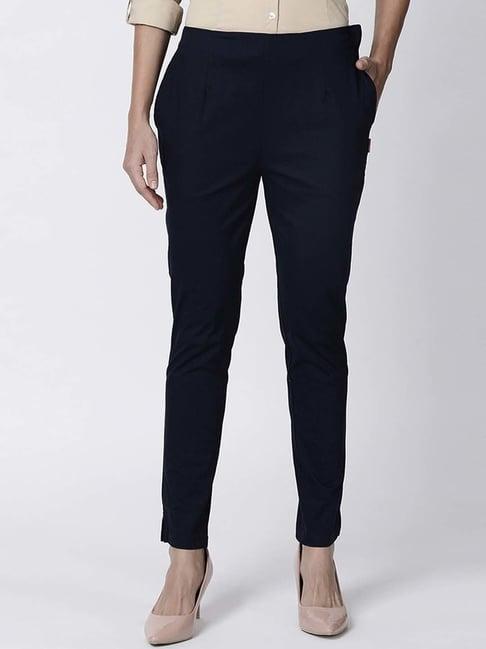 twin birds navy cotton trousers