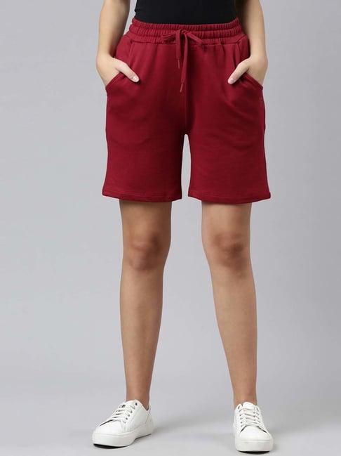 twin birds maroon cotton shorts