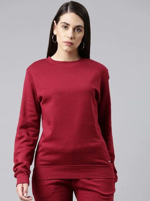 twin birds maroon regular fit sweatshirt