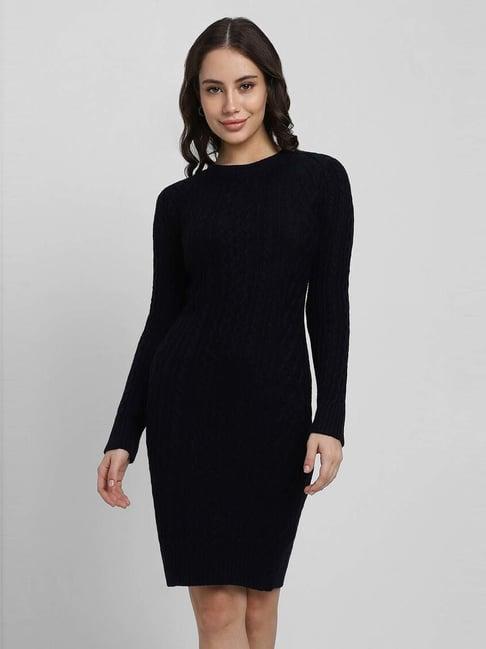 forever 21 black crochet pattern bodycon dress