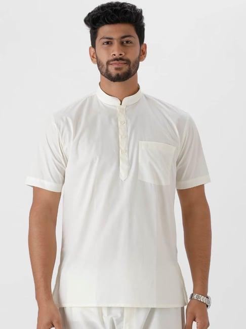 ramraj white cotton regular fit short kurta