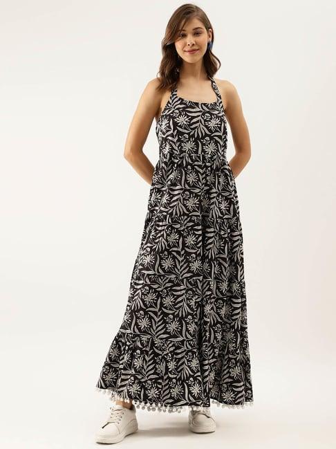 divena black floral print maxi dress