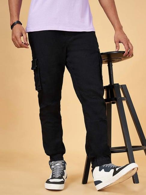 yu by pantaloons black regular fit cargo joggers