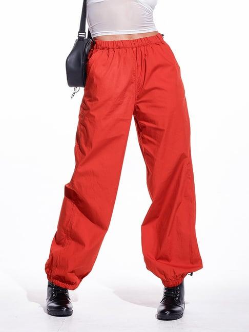 izf rust relaxed fit high rise parachute pants