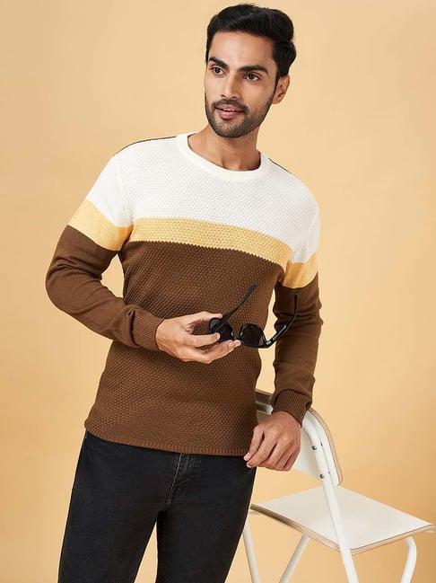 yu by pantaloons brown regular fit sweater