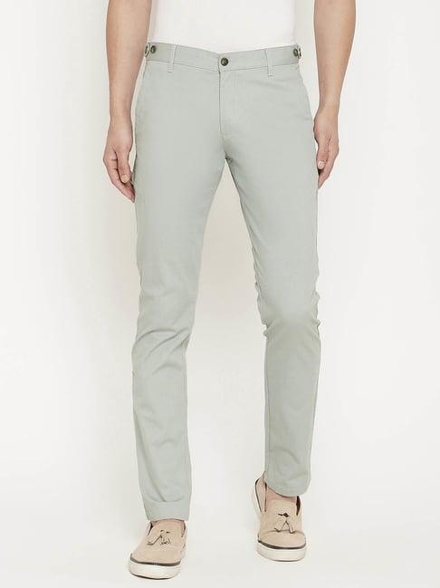 duke sea green slim fit trousers