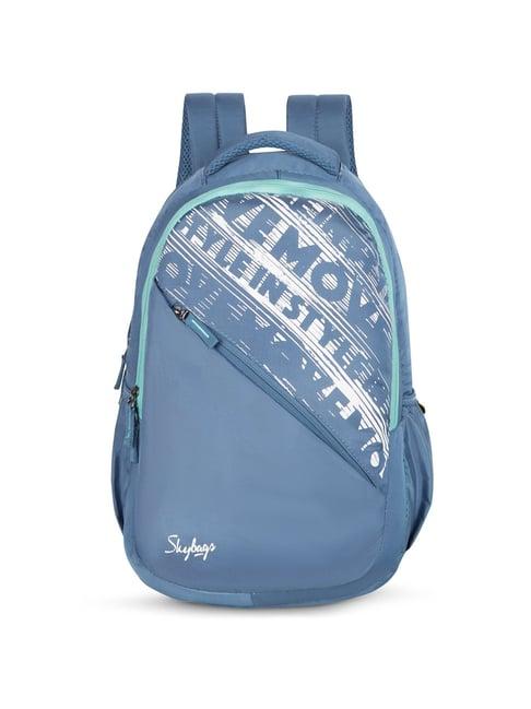 skybags fuse plus 03 rust blue polyester printed laptop backpack - 22 ltrs