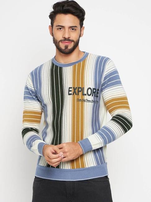 duke denim blue regular fit striped sweater