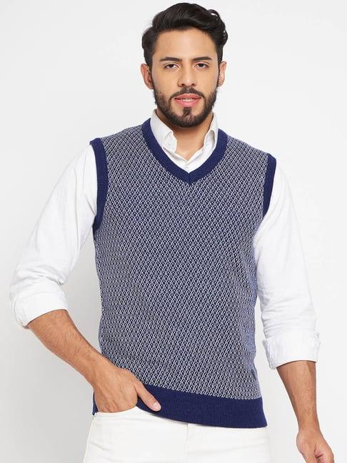 duke indigo regular fit self pattern sweater