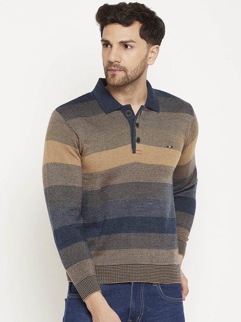 duke denim blue slim fit striped sweater