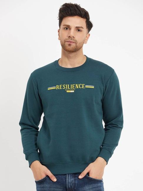 duke teal regular fit printed sweatshirt