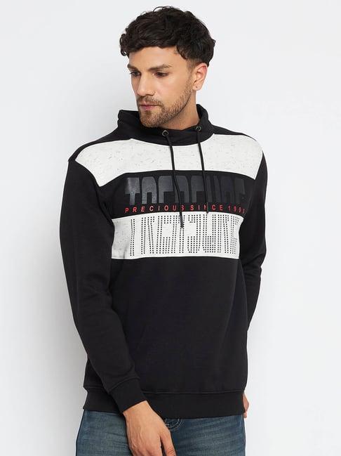 duke black regular fit printed sweatshirt