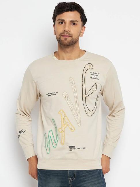 duke khaki regular fit printed sweatshirt