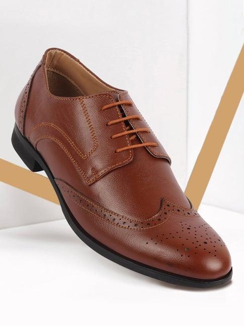 fausto men's tan brogue shoes