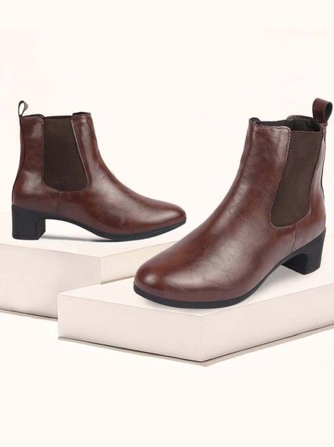 fausto women's brown chelsea boots