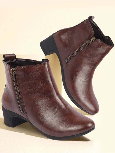 fausto women's brown casual booties