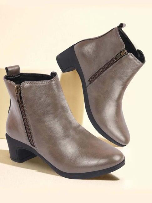 fausto women's grey casual booties