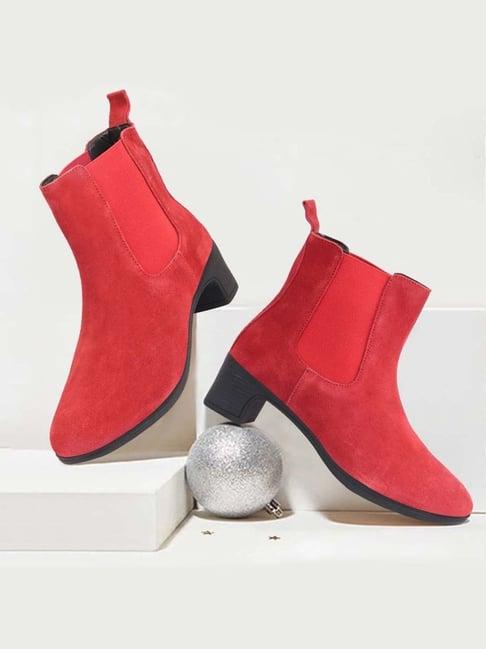 fausto women's red chelsea boots