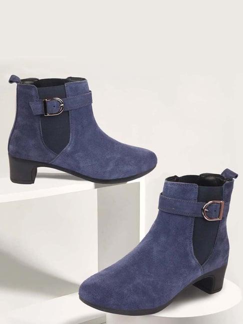 fausto women's navy chelsea boots