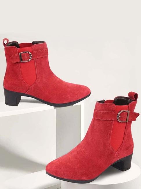 fausto women's red chelsea boots