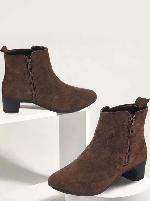 fausto women's brown casual booties