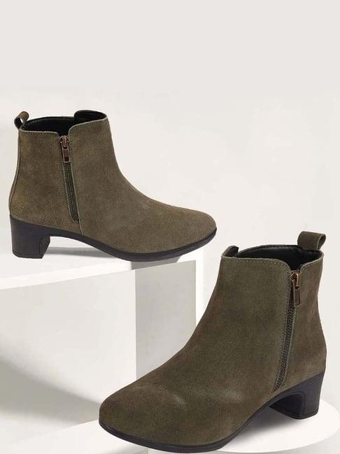 fausto women's olive casual booties