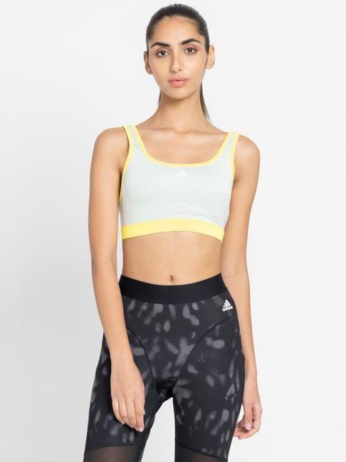 adidas blue & yellow color-block sports bra