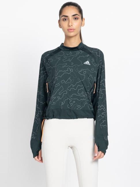 adidas green printed sports sweatshirt