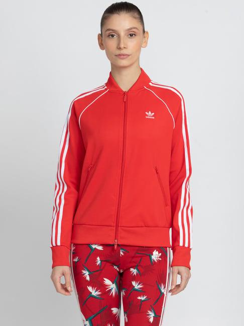 adidas originals red cotton striped sports jacket