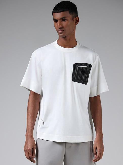 studiofit by westside off white mesh relaxed fit t-shirt