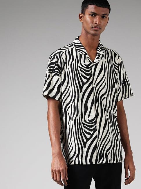 nuon by westside off white abstract print resort fit shirt