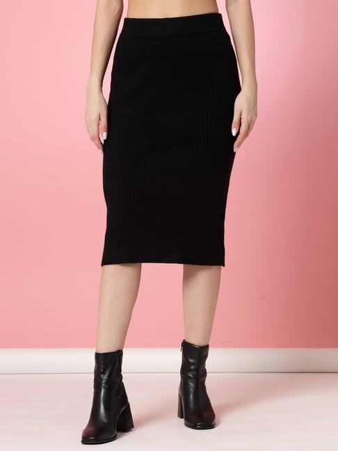 mafadeny black regular fit skirt