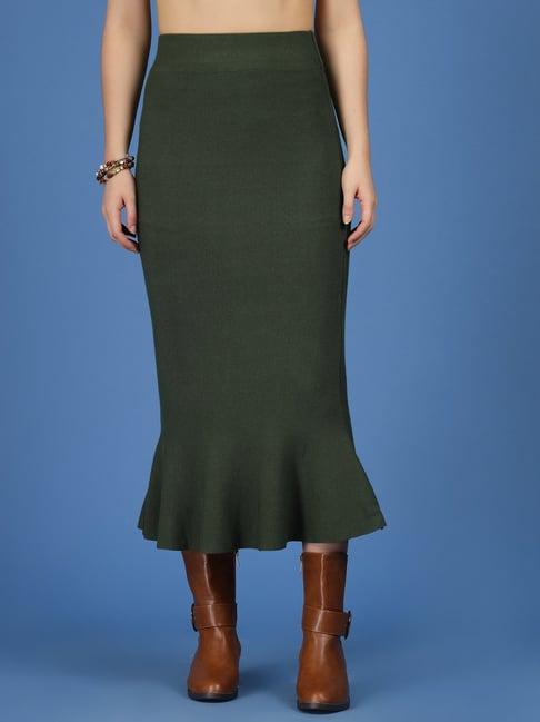 mafadeny green regular fit skirt