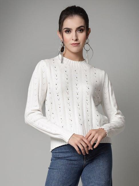 mafadeny off white embellished top