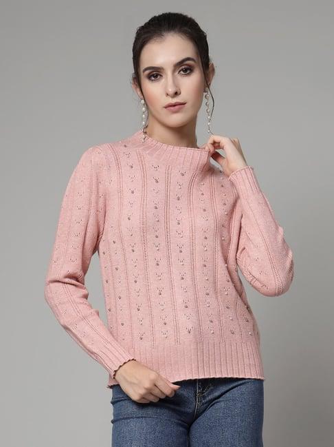 mafadeny peach embellished sweater