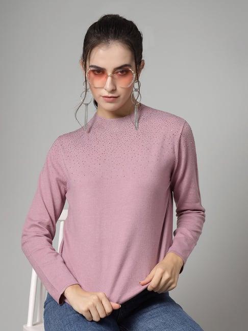 mafadeny mauve embellished sweater