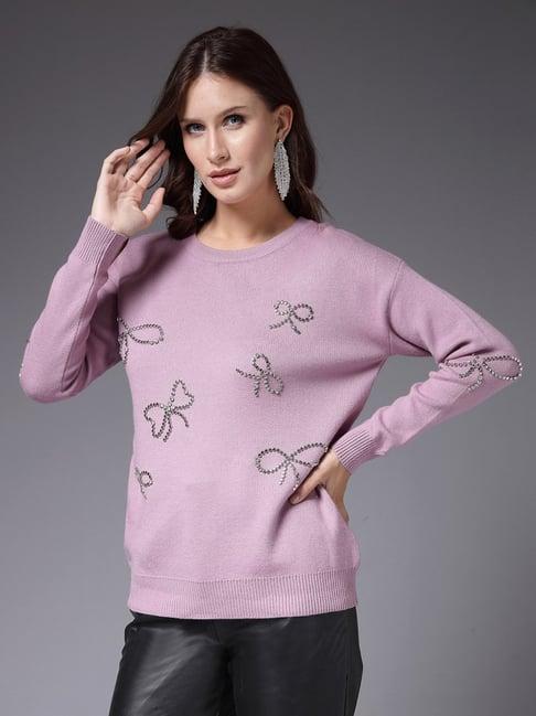 mafadeny mauve embellished sweater