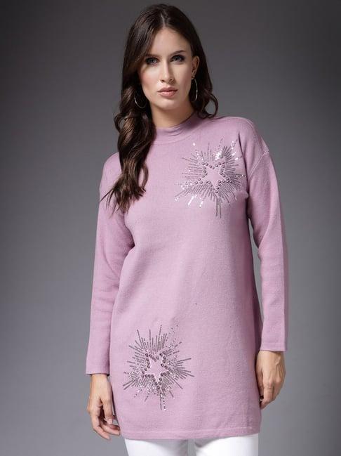 mafadeny peach embellished sweater